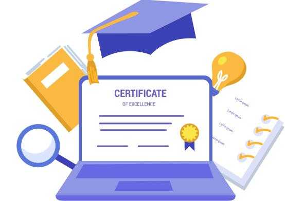 Illustration of a certificate representing post-assessment certification