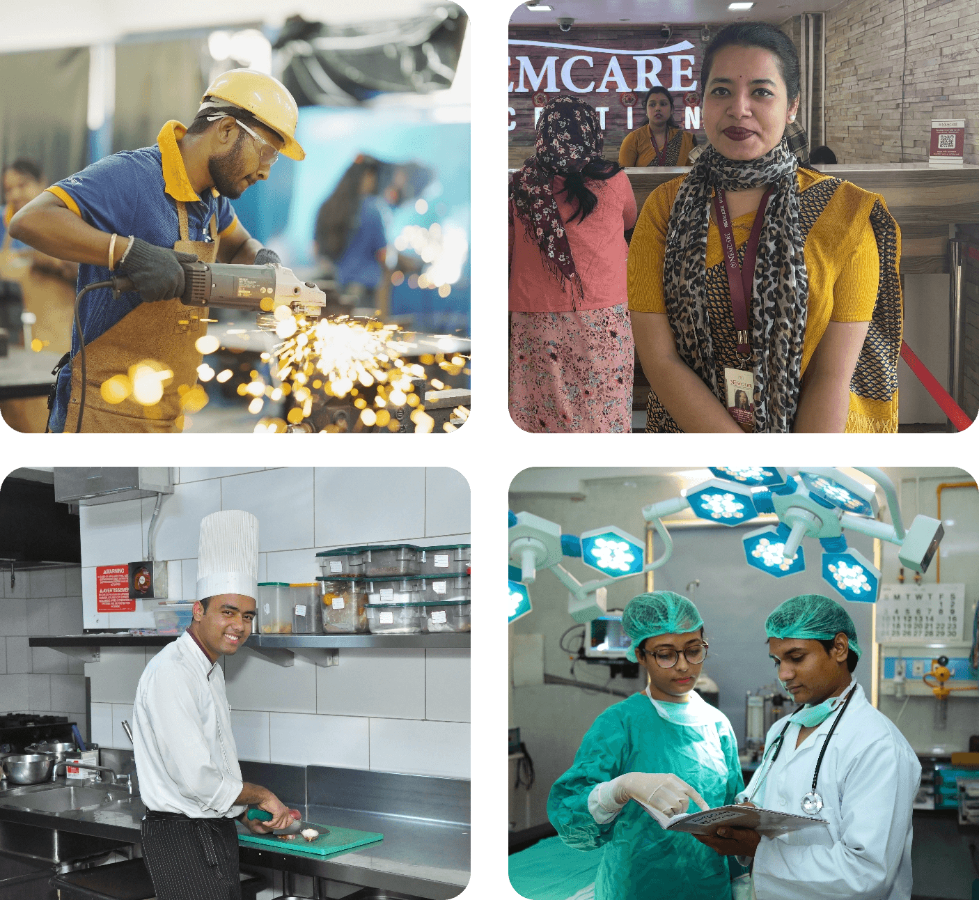 Collage showcasing diverse professionals across industries